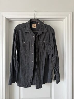 Men's Vintage Redhead Dark Gray Long-Sleeve Button-Up Shirt